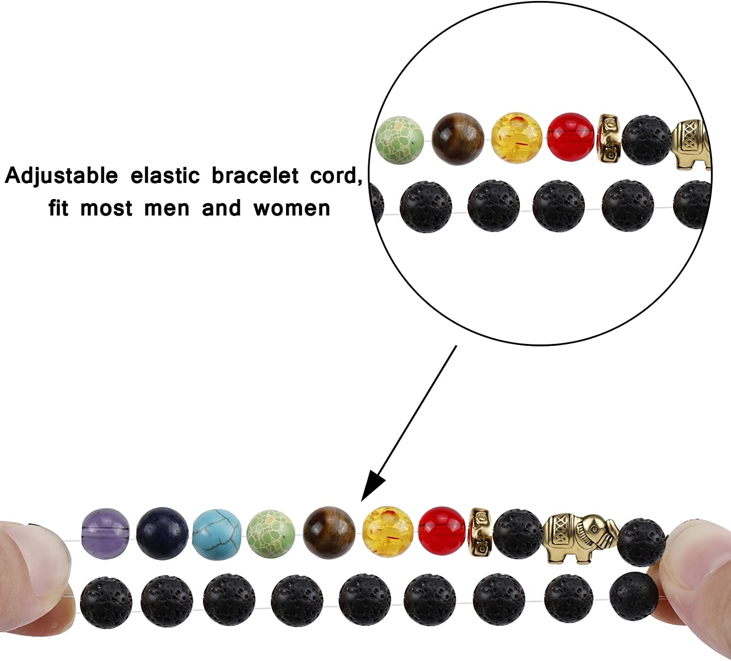 ONESING 2-12 Pcs Chakra Bracelets for Women Lava Rock 7 Chakras Crystals and Healing Stones Bracelets 8mm Crystal Bracelets Yoga Beaded Bracelets for Women Men Essential Oil Diffuser - Image 5